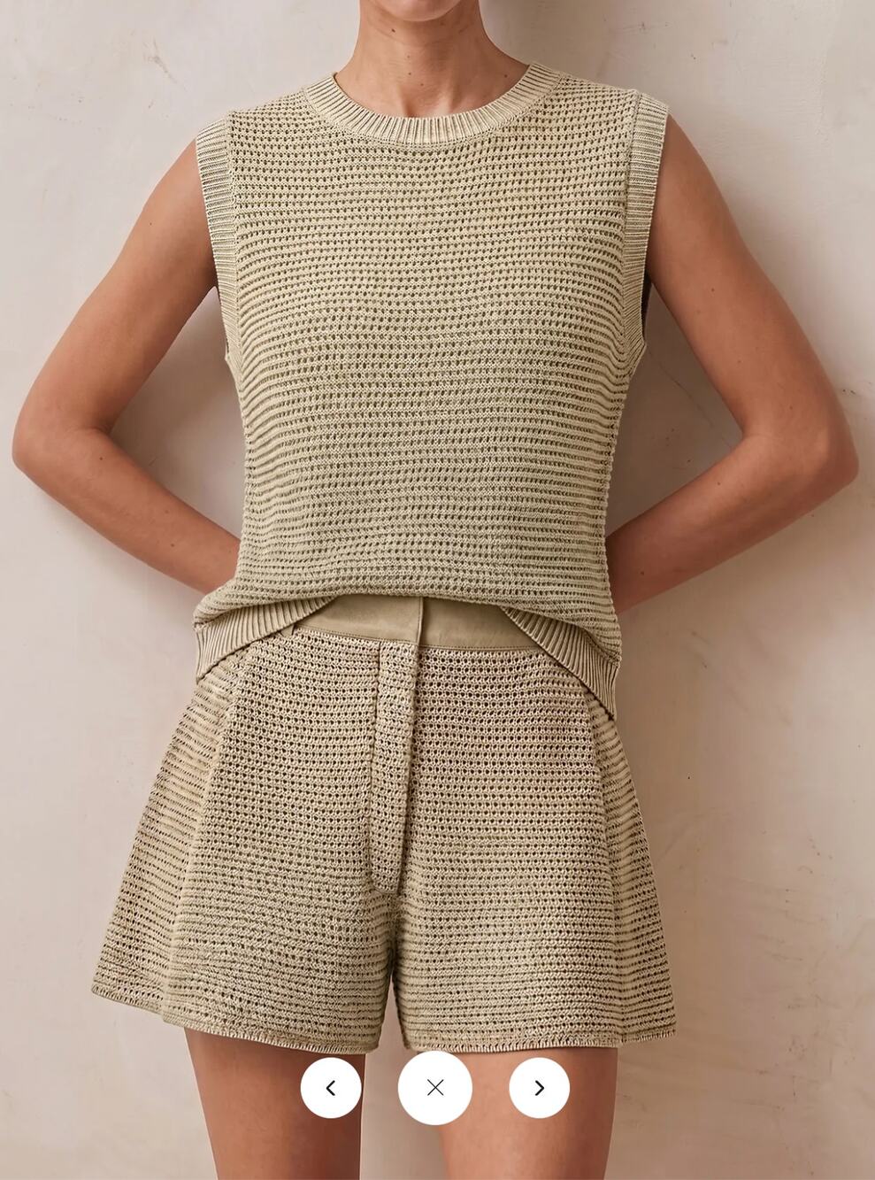 NWT Commense Open Knit Sleeveless Tank Top & Shorts Set Sz XL